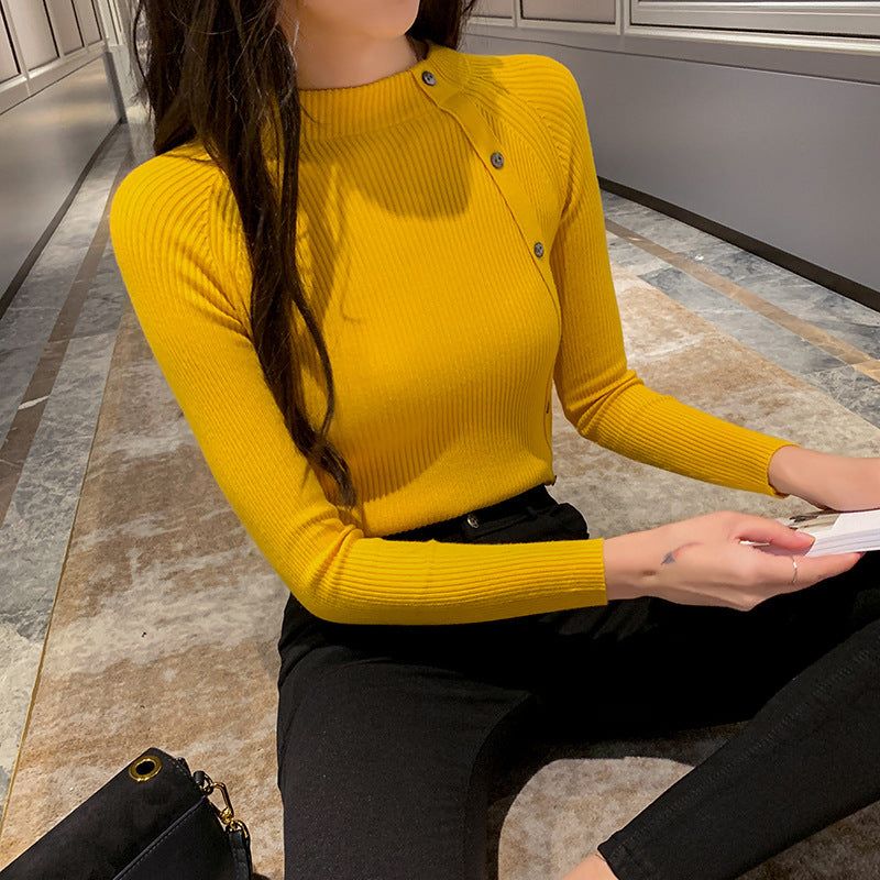 Slim Thin Pullover With Elastic All-match Knit Sweater