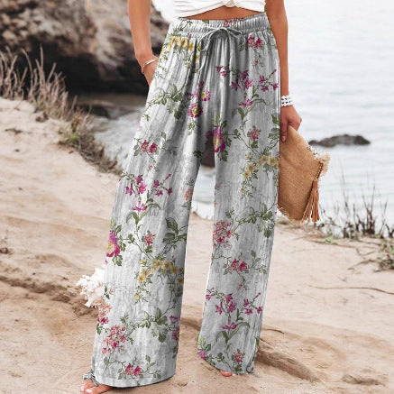Women's High Waist Casual Loose Printed Wide-leg Pants
