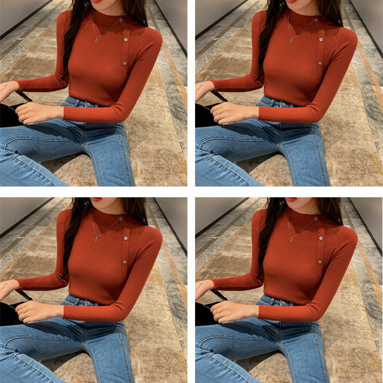 Slim Thin Pullover With Elastic All-match Knit Sweater