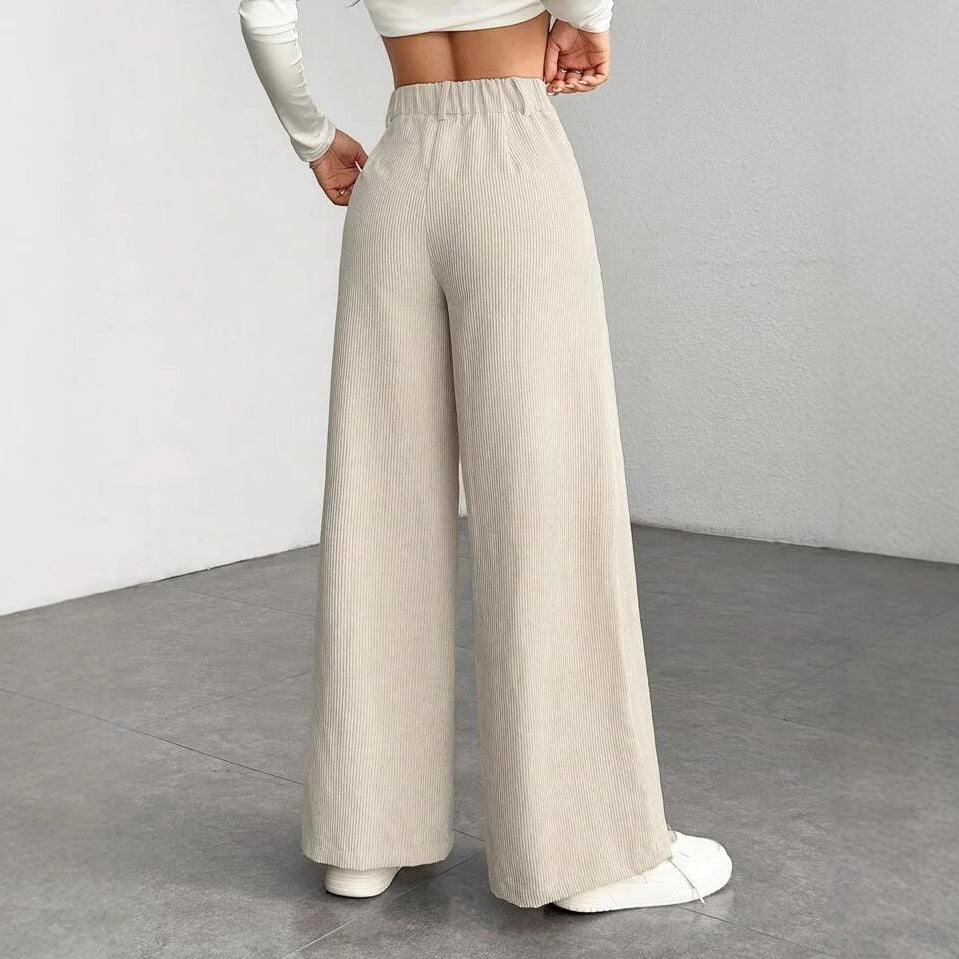 Women's High Waist Loose Drooping Slimming Solid Color Mop Wide Leg